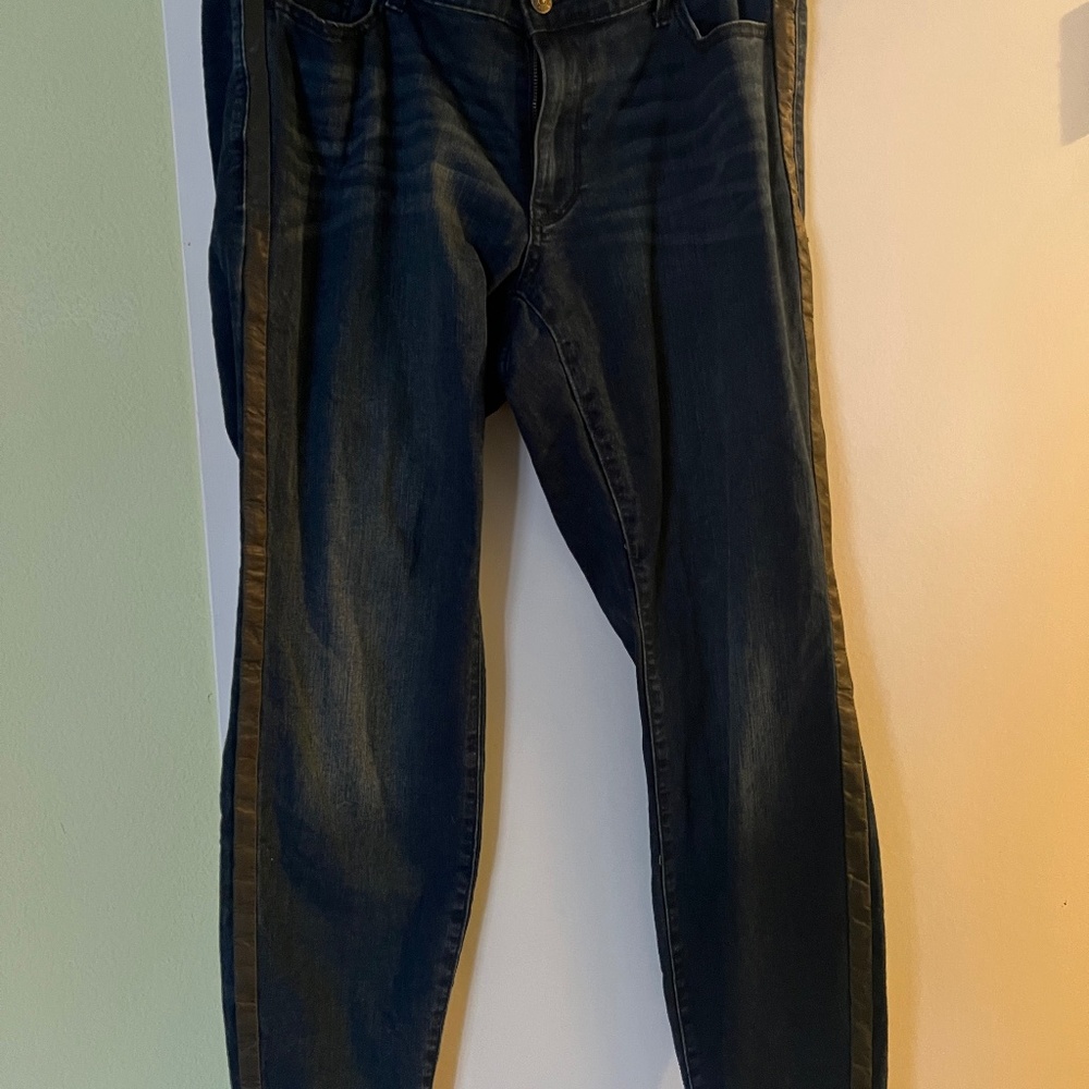 Size 18 Rockstar skinny jeans with a faux leather insert